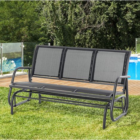 CHICFURN Banco columpio de jardín de 3 plazas 147 x 75 x 85 cm metal gris oscuro (1/5)