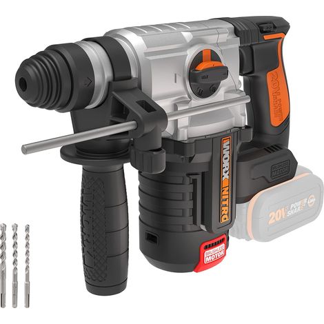 Marteau Perforateur sans Fil 20V - Moteur Brushless - 3 Outils en 1 - 2,2 J - Avec Poignée Auxiliaire, Butée de Profondeur, Mandrin SDS - WX380.9 (livré sans batterie ni chargeur) (1/5)