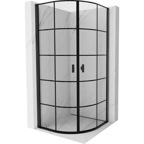 Mexen Mist cabine de douche semi-circulaire à charnières 90 x 90 cm, grille noire, noire - 8A31-090-090-70-77 (1/5)