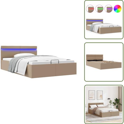 The Living Store Cadre de lit à rangement hydraulique sans matelas 140x200 cm - Lit Plateforme - Lit Double - Cadre Lit - Meubles Chambre - Lit Hydraulique (1/5)