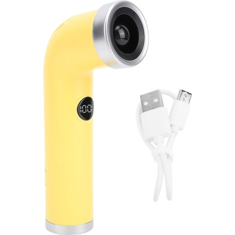 Handventilator ohne Rotorblätter, Typ C, wiederaufladbar, Digitalanzeige, klein, tragbar, Kühlung für Reisen und Outdoor-Aktivitäten, gelb
