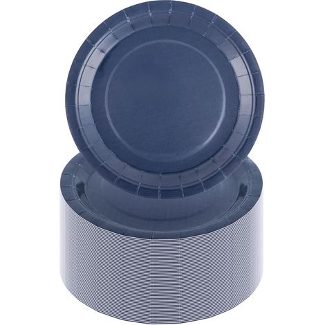 Lot de 100 Assiettes Carton Rondes 18 Cm Bleu Marine Pour Fêtes Anniversaires Et Événements