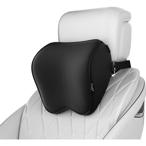 2 Pack Car Neck Pillows, Soft Headrest for Driving with Adjustable Strap, 100% Memory Foam and Removable Breathable Cover, Ergonomic Comfortable Design, Black (1/5)