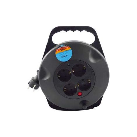 Enrollador de cable con 4 tomas y cable 3G1,5 negro 5 m