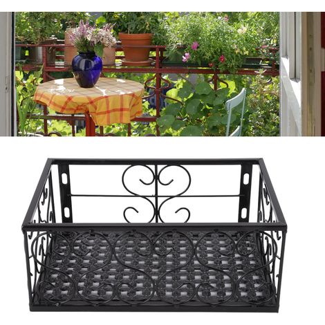 [Maceta] Maceta de hierro reforzado para balcón con soportes, apta para alféizares de ventanas de hasta 10,5 cm de ancho. (1/5)