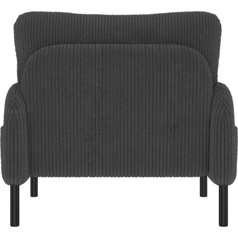 CHICFURN Poltrona singola in tessuto corduroy grigio 75x67x79 cm con tasca laterale (1/5)