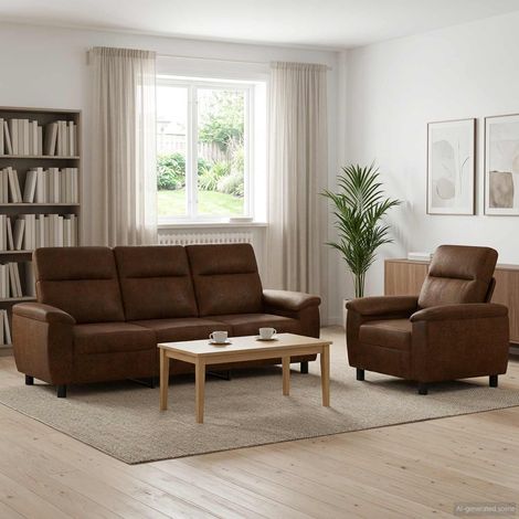 Teenpull – Sofa-Set 2 Stk. Braun Kunstwildleder (1/5)