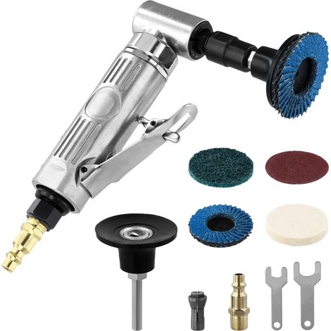 Pneumatic Angle Grinder for Polishing and Grinding - 12000 RPM - Quick Connector 1/4" - Bar - with 4 50mm Polishing Discs (1/5)