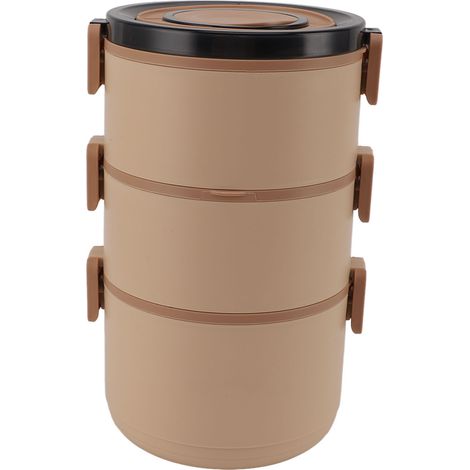 Boîte à déjeuner isotherme en acier inoxydable 304, conteneur repas étanche 3 compartiments avec couvercle, portable pour camping bureau école (1/5)