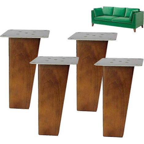 Ensemble de 4 pieds de meubles en bois massif, pieds de canapé trapézoïdaux en bois, peuvent être utilisés comme pieds de remplacement pour armoires, pieds de lit, pieds de table basse, 12 cm/4,7 pouc (1/5)