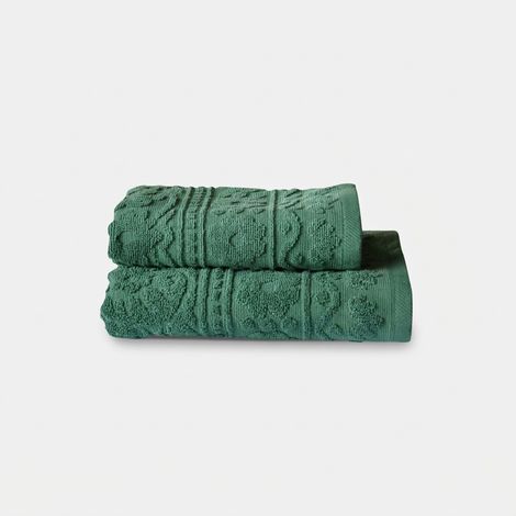 Coppia asciugamani in spugna jacquard bagno Brio - Verde