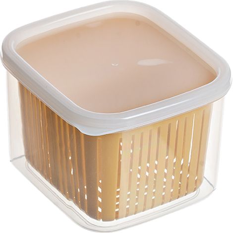 Boîte de rangement pour fruits et légumes à 2 compartiments pour réfrigérateur, idéale pour les oignons, le gingembre, l'ail et les oignons jaunes.