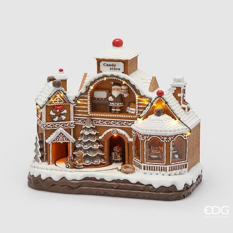 EDG, CASETTA DI MARZAPANE CON BABBO NATALE, 30X31X17CM, COLORE NOCCIOLA, NATALE, DECORAZIONI NATALIZIE