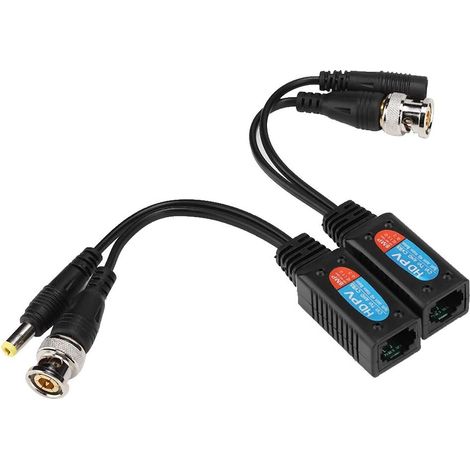 Adaptateur Câble Coaxial vers Ethernet, Adaptateur Ethernet vers Coaxial Rallonge de Câble Coaxial ABS Noir avec Indicateur LED pour Signaux Vidéo (1/5)