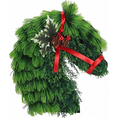 Couronne de tête de cheval faite main, résistante aux intempéries et réutilisable, décoration murale/porte en PVC imitation tête de cheval C (1/5)