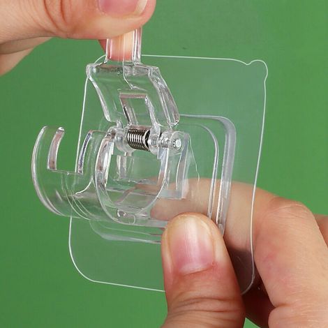 Lot de 8 supports de tringle à rideau sans perçage sans perçage. Crochets auto-adhésifs pour tringle à rideau，transparent，66cm (1/3)