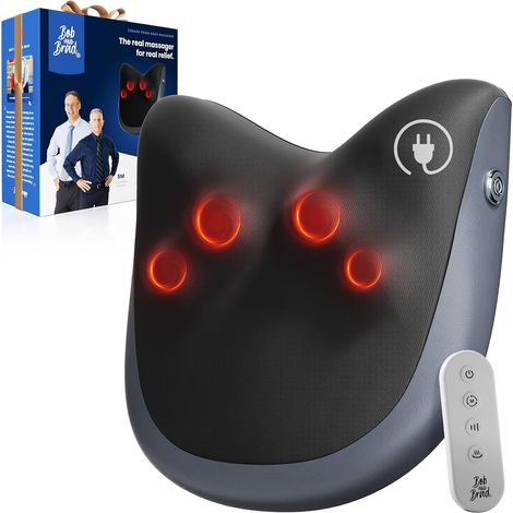 Masseur Dos et Cervicales avec Fonction Chauffante, Masseur Cervical Électrique, 3 Intensités et Télécommande, Coussin Chauffant pour Épaules Lombaires, Détente Maison Bureau (1/5)