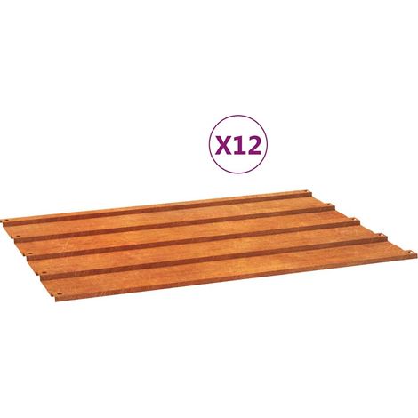 Panneaux de toiture 12 pcs rouillé 60x44 cm Acier corten (1/5)