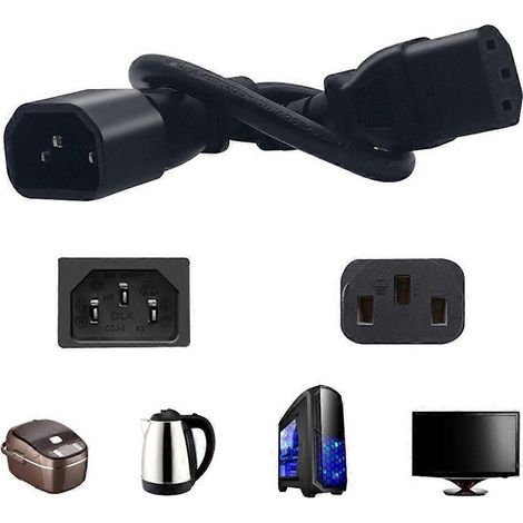 Câble adaptateur IEC 320 C13 vers C14, convertisseur IEC 3 pôles femelle vers 3 pôles mâle (1/4)