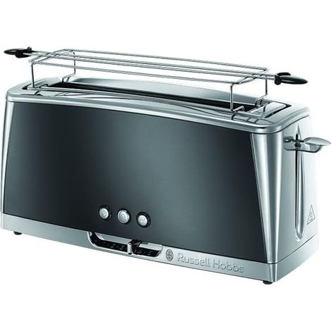 Grille Pain [Fente longue 2 Toasts/ 1 Tranche baguette] Luna Gris Inox (Fente large, 6 Niveaux de Brunissage, Surélévation, Décongèle, Réchauffe viennoiserie, 1420W) Toaster 23251-56 (1/5)