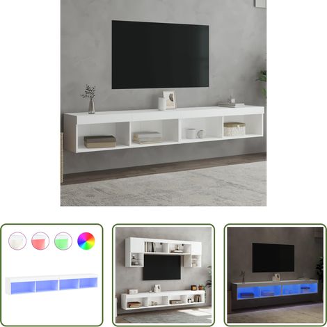 LED-Leuchten - TV-Schränke mit LED-Leuchten 2 Stk. Weiß 100x30x30 cm (1/5)