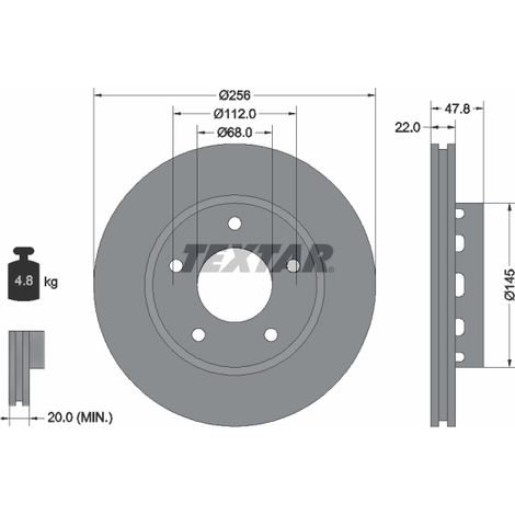 Lot de 2 Disques de frein Textar 92174205 AUDI 3B0615601B 8D0615601D