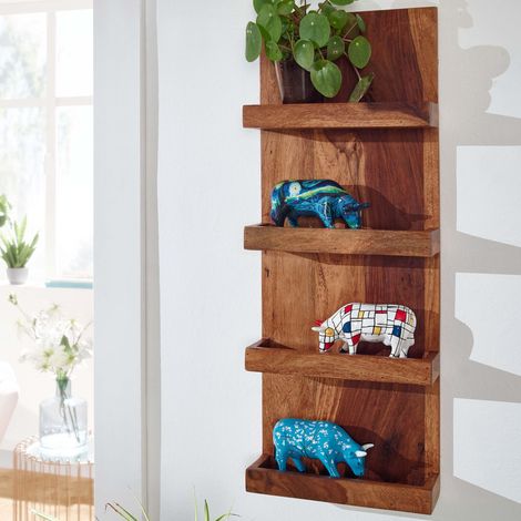 Etagère murale 4 niveaux 30x10x80 cm en sheesham massif (1/5)