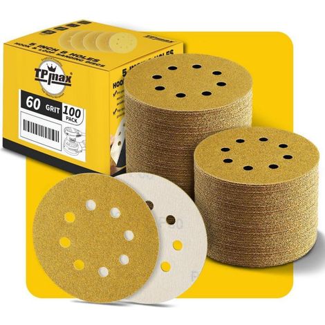 Disques abrasifs 125mm 8 trous grain 60, lot de 100, auto-agrippant (1/5)