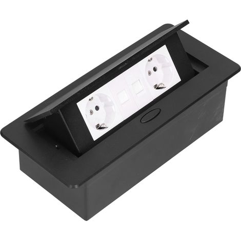 Multiprise de table escamotable, boîtier de connexion noir 250 V 16 A J29 pour bureau à domicile