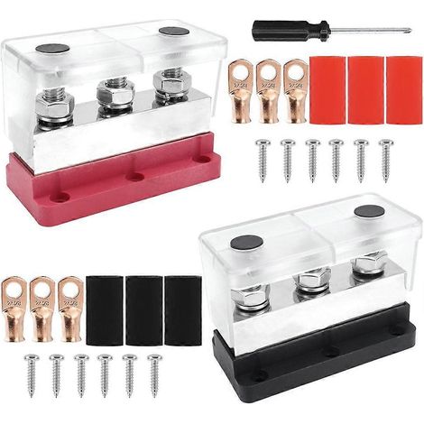 Bloc de distribution de barres omnibus 600A 48V avec goujons M10, compatible avec les blocs de distribution de mise à la terre des batteries marines, de camping-cars et automobiles. (1/5)