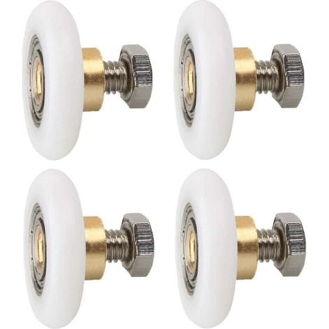 27 mm 4 pièces Roulette Porte de Douche, Roues de Rechange pour Porte de Douche Roulettes de Rechange pour Porte de Douche RainuréE avec vis Diamètre 27 mm (1/4)
