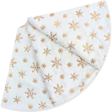 Tapis de sapin de Noël, protège-pieds de sapin de Noël, tapis brodé de flocons de neige dorés, décoration de sapin de Noël (1/5)