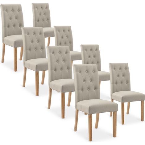 Lot de 8 chaises capitonnées Gaya tissu beige (1/3)