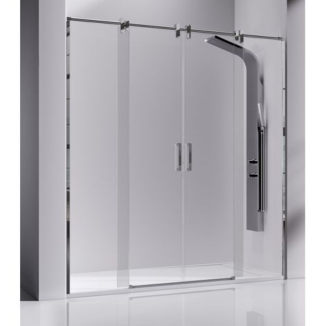 KASSANDRA LM100 SLIM Mampara Ducha 2F+2C Acero Inox Brillo Transparente - Medida: 146,0-148,5 cm - ref: LM1001218S146148 (1/2)