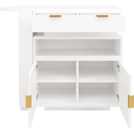 Tavolo da bar estensibile bianco con contenitore e LED, MDF, 115-183 x 40 x 99,5 cm (1/5)