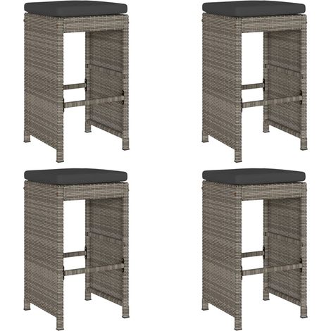 Maison Exclusive - Sgabelli da Bar con Cuscini 4 pz Grigi in Polyrattan