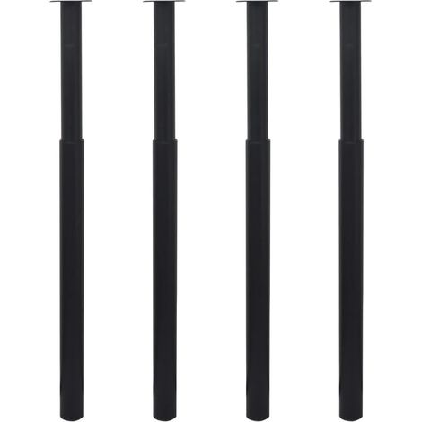 Lot de 4 pieds de table télescopiques réglables hauteur 710 x 1100 mm style moderne très robustes en fer noir