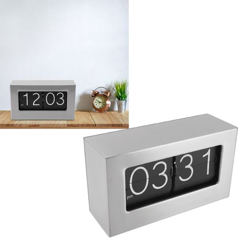 Reloj automático plegable de 12 horas fabricado en acero inoxidable 304 de estilo retro con pantalla clara para mesa o pared, dimensiones 20,5 x 11,5 x 7 cm. (1/5)