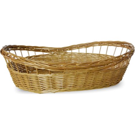 Cesta contenitore ovale in vimini naturale intrecciato a mano con bordi rialzati