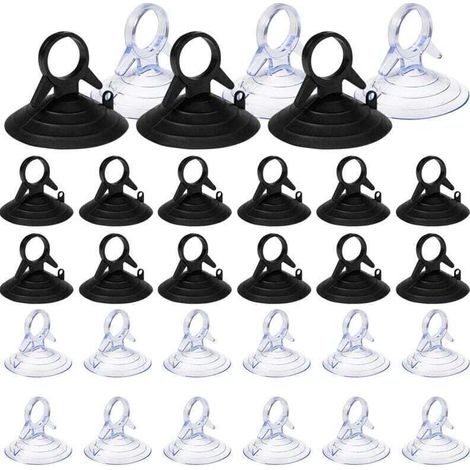 60 Pièces Ventouse pare Soleil, 45mm Ventouse Sans Crochets Ventouse, PVC Ventouses Mini Ventouse Transparente et Noire Ventouse, Ventouse pour Vitre