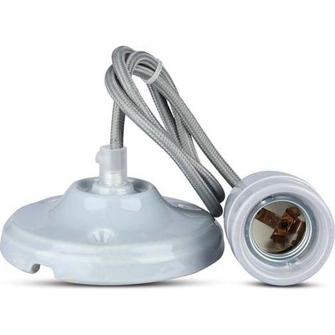 V-TAC VT-7998 Lampadario pendente 1MT E27 in porcellana Ф47mm IP20 grigio - SKU 3808