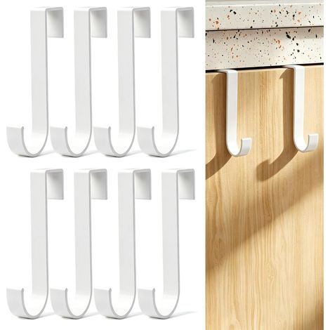 8 Pièces Porte-Manteau pour Porte,Crochets de Porte,Crochet Porte Blanc,Utilisables Individuellement,Crochets pour Armoires et Placards pour Cuisine Salle de Bains Chambre à Coucher, Blanc (1/5)