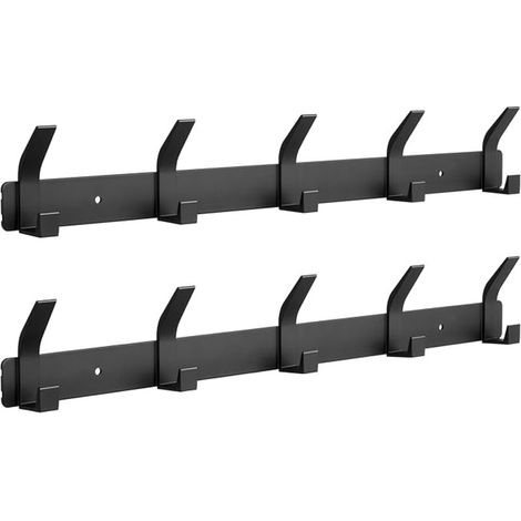 Appendiabiti da parete in 2 pezzi, appendiabiti da parete con 5 ganci, appendiabiti da parete in acciaio inossidabile, gancio appendiabiti per vestiti (1/4)