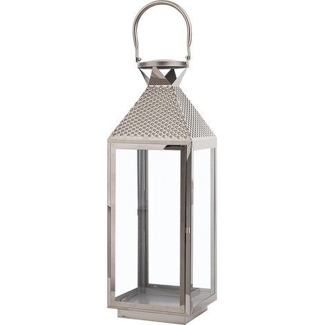 Lanterne au Design Moderne en Acier Agenté et en Verre de Sécurité pour Intérieur et Extérieur 55 cm de Hauteur Beliani