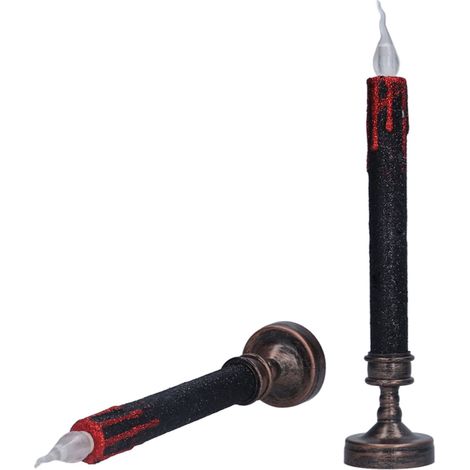 Bougies sans flamme à effet sanglant, bougeoirs LED décoratifs et sûrs pour bougies coniques, idéales pour Halloween et les fêtes à thème horreur. (1/5)