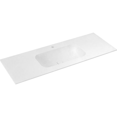 ARUBA Double vasque centrale, 140x51,5 cm, Rockstone blanc mat (1/4)