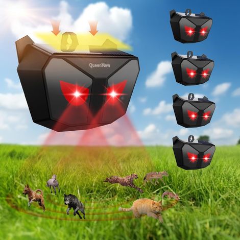 Répulsif pour Chat Solaire, Repulsif Animaux Nocturnes Flash Muet, Repulsif Anti Chat Exterieur, Repulsif Oiseaux Pigeon Imperméable, pour Jardin Animaux Nocturnes Chats Chiens Oiseaux Souris, 4 Pack (1/5)
