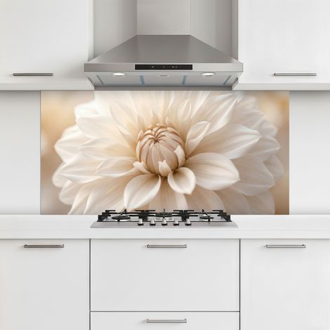 CRÉDENCE CUISINE Fleur - Dahlia - Blanc 120x60 cm (1/5)