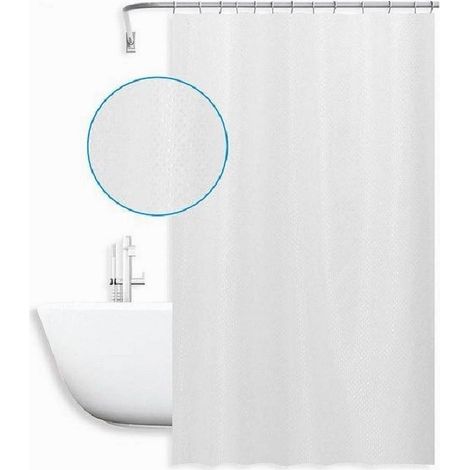 TRADE SHOP - Tenda Doccia Antimuffa Impermeabile 240x180 Cm Anelli Bianca Texture Rombi 59816 - (1/2)