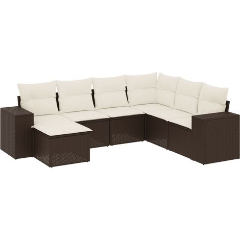 Maison Exclusive - Set Divani da Giardino 7 pz con Cuscini Marrone in Polyrattan